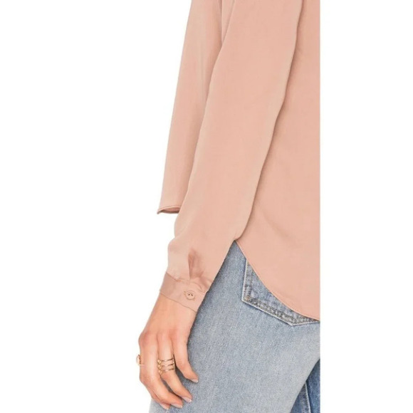 L'Academie Revolve Safari Blouse Camel Lace Up Tie Front Satin long sleeve XS - Picture 10 of 15